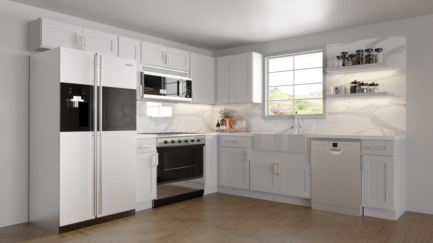 10 foot feet by 10 foot feet sample kitchen white shaker