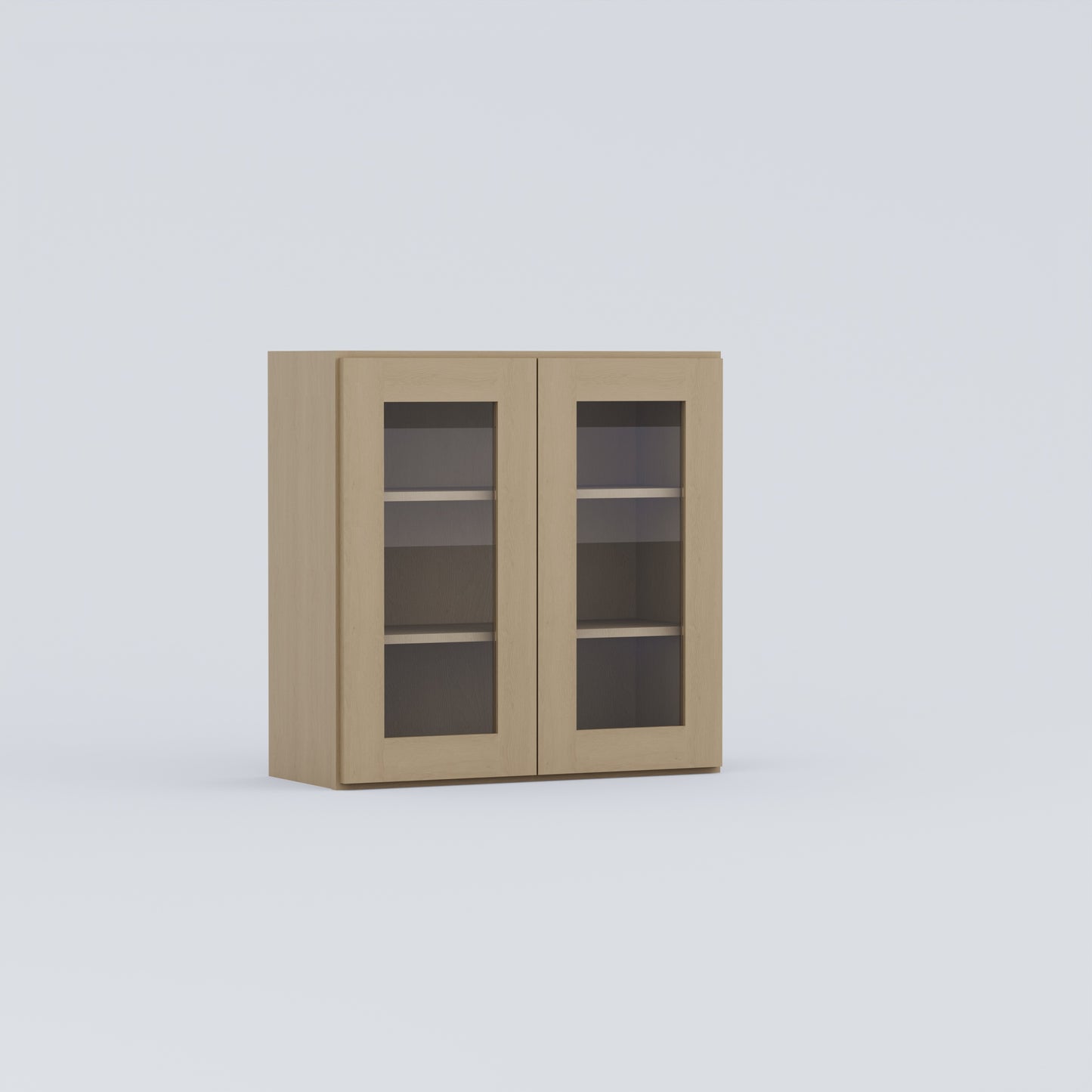 glass door shaker wall cabinet natural wood 3030