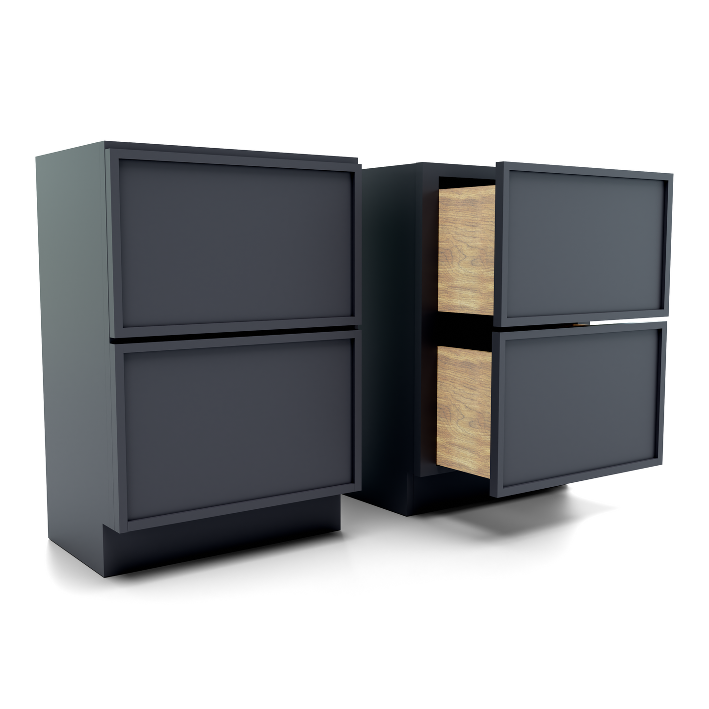 30" wide two drawer base cabinet midnight black