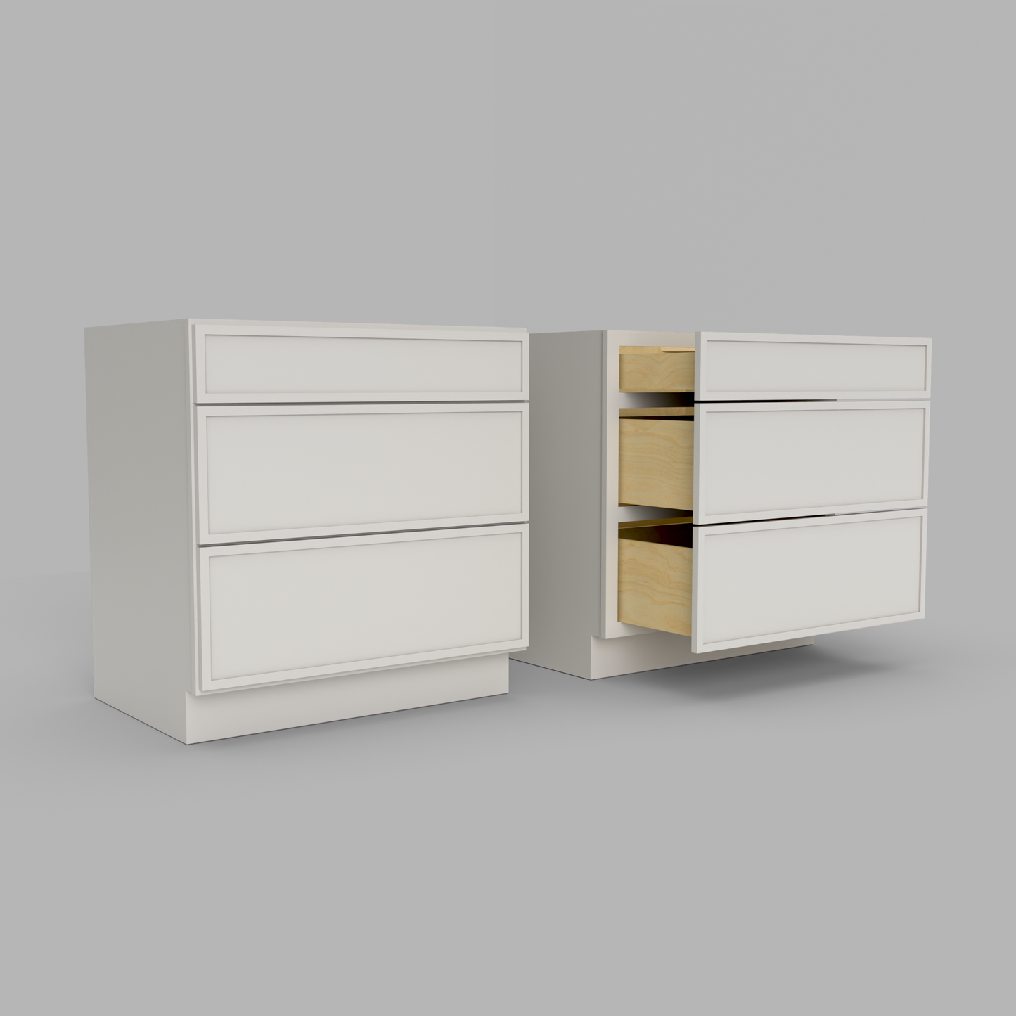 Slim Frame Shaker Three Drawer Base Cabinet 34.5" H x 24" D