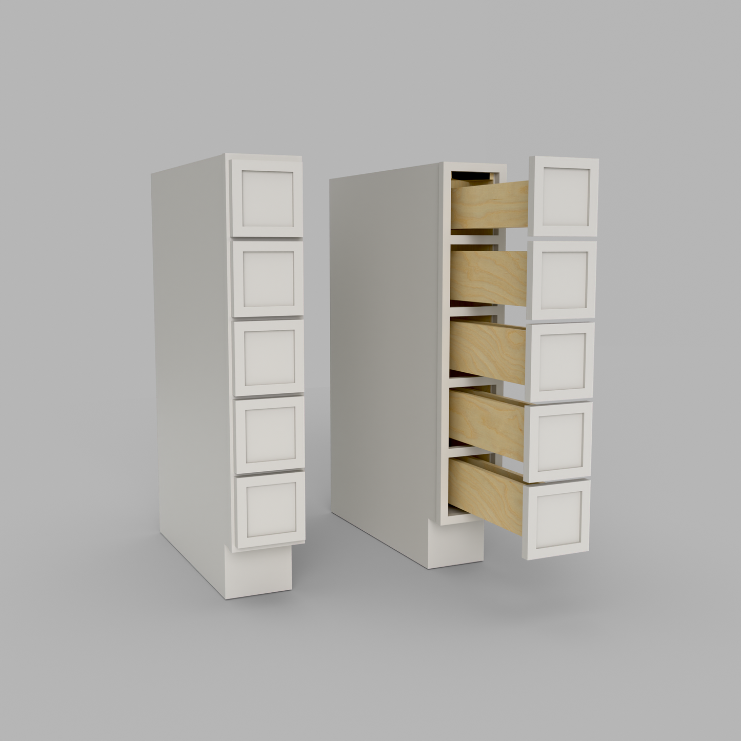 Slim Frame Shaker Base Spice Five Drawer Cabinet 6" W x 34.5" H x 24" D