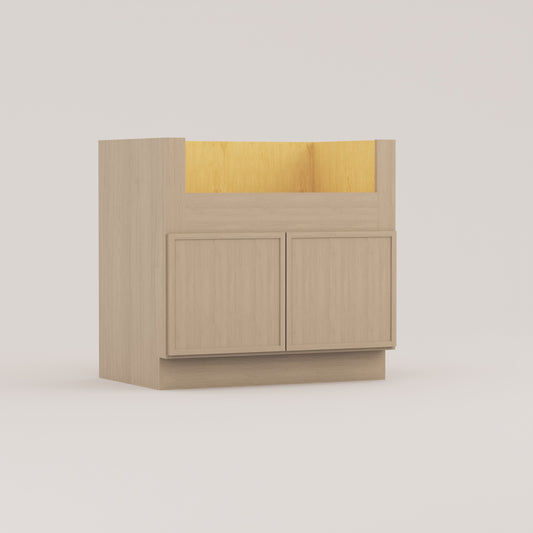 Farm apron sink slim frame shaker cabinet rift cut white oak