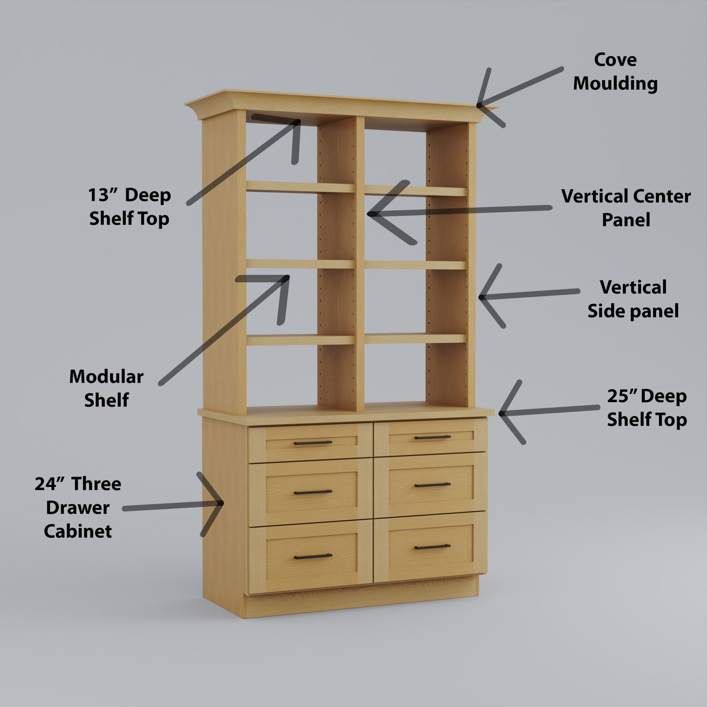 Modular Closet Shelf 1.5” Thick For Lanae Modular Shelving