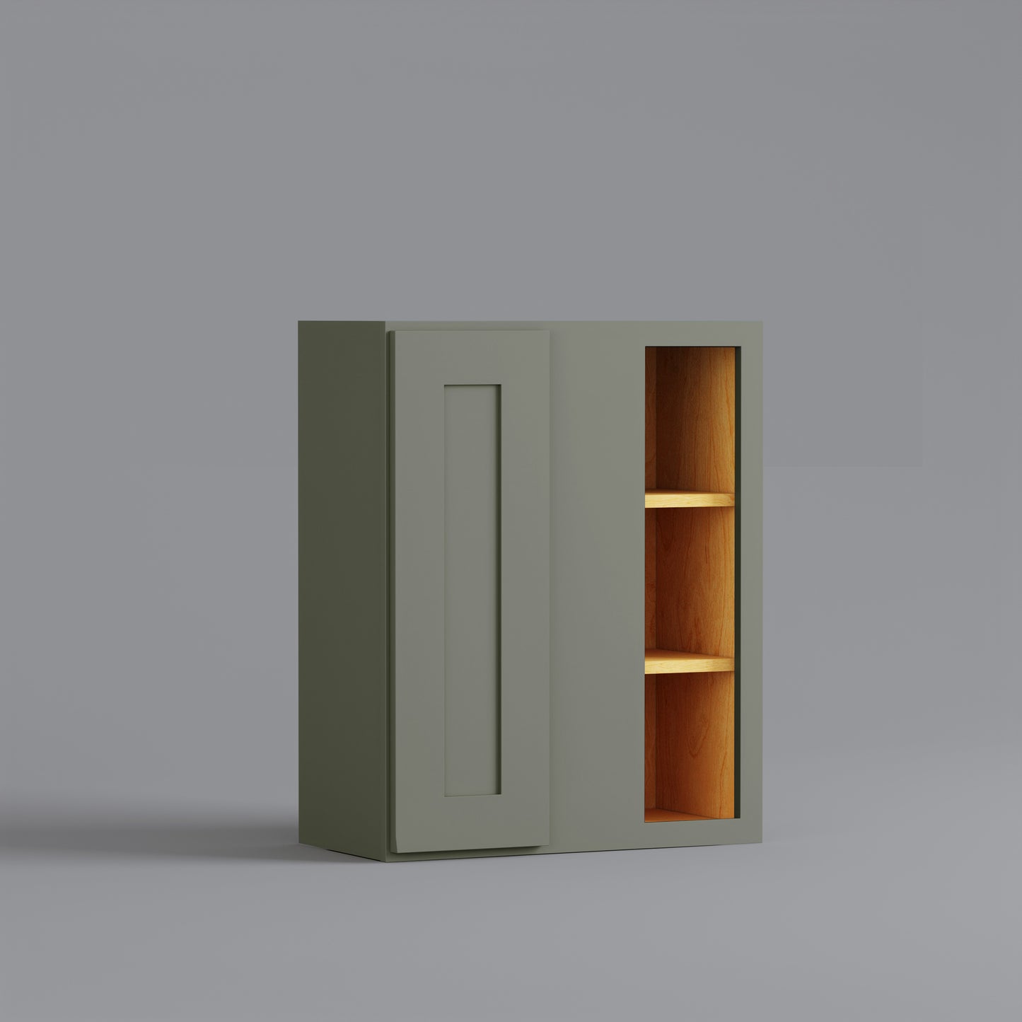Shaker Blind Corner Wall Cabinet one door sage green
