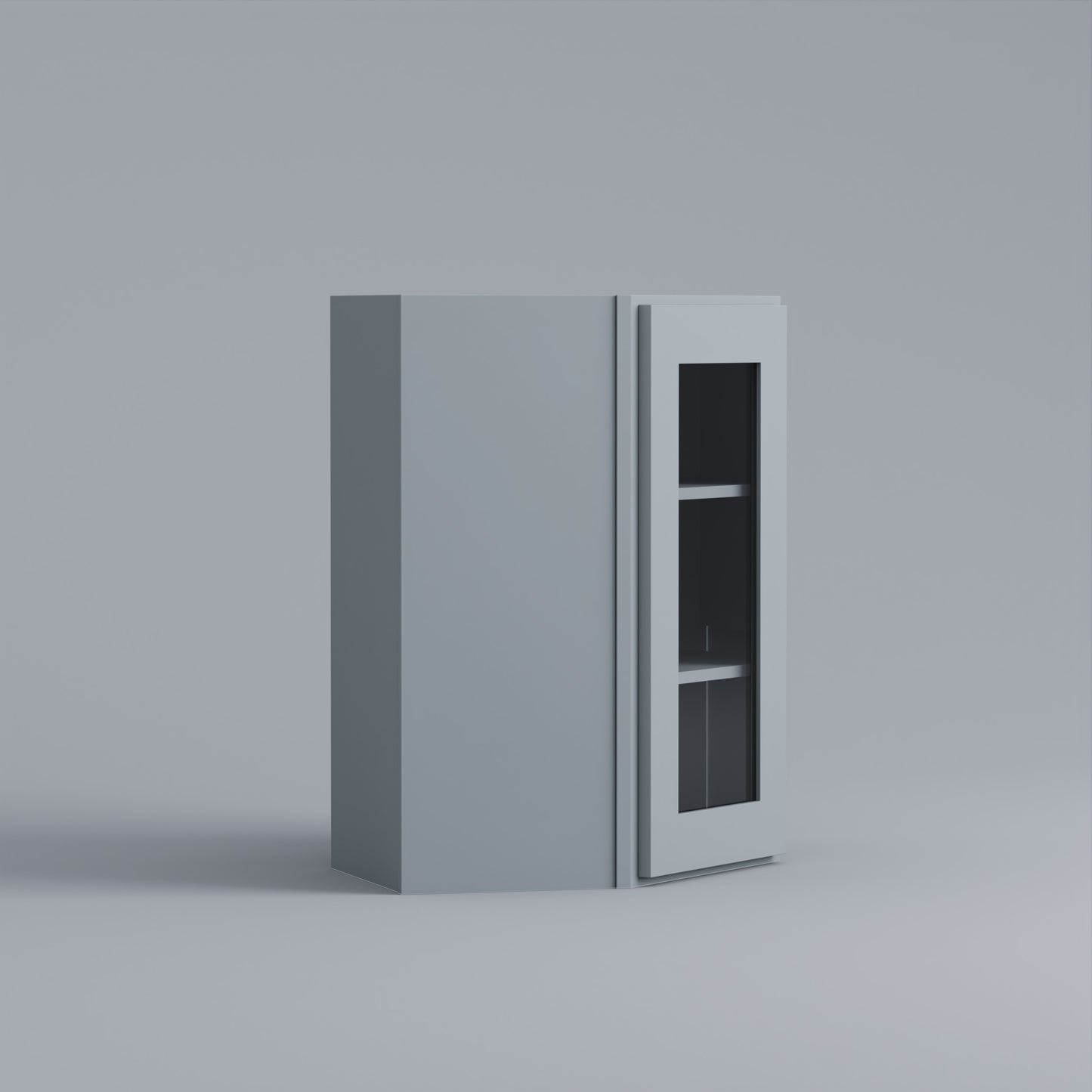 Shaker Diagonal Corner Wall Cabinet grey glass door