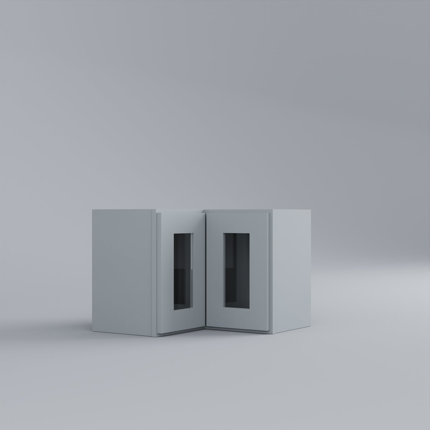 Shaker Easy Reach Corner Wall Cabinet grey glass door