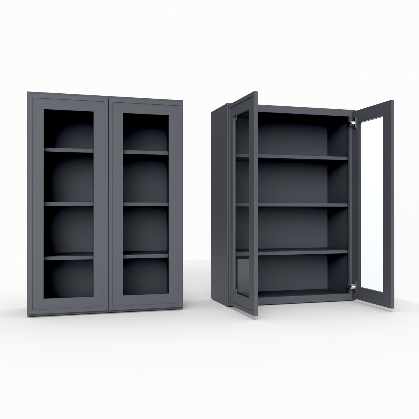 Slim Frame Shaker 48” H x 12” D Glass Door Wall Cabinet