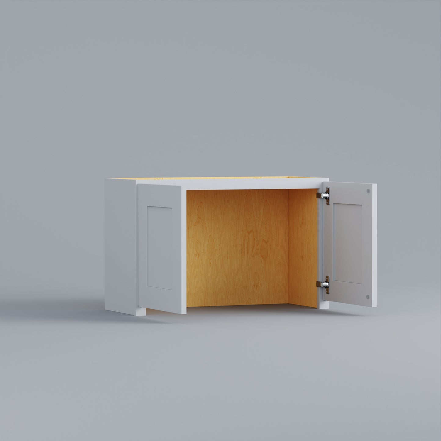 appliance garage shaker cabinet white open