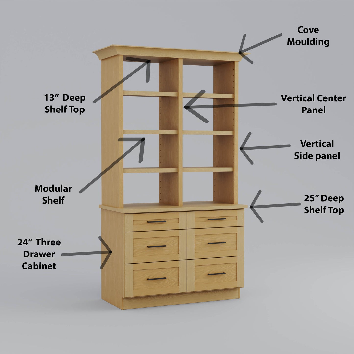 Shelf Top Finished 1.25” plywood Countertop, Shelf or Crown for Lanae Modular Shelving