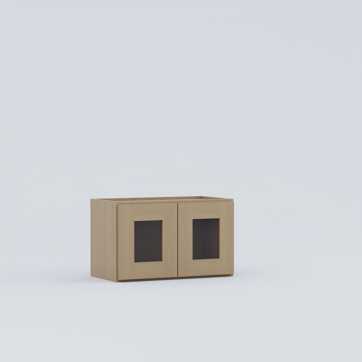 glass door shaker cabinet natural wood 3015