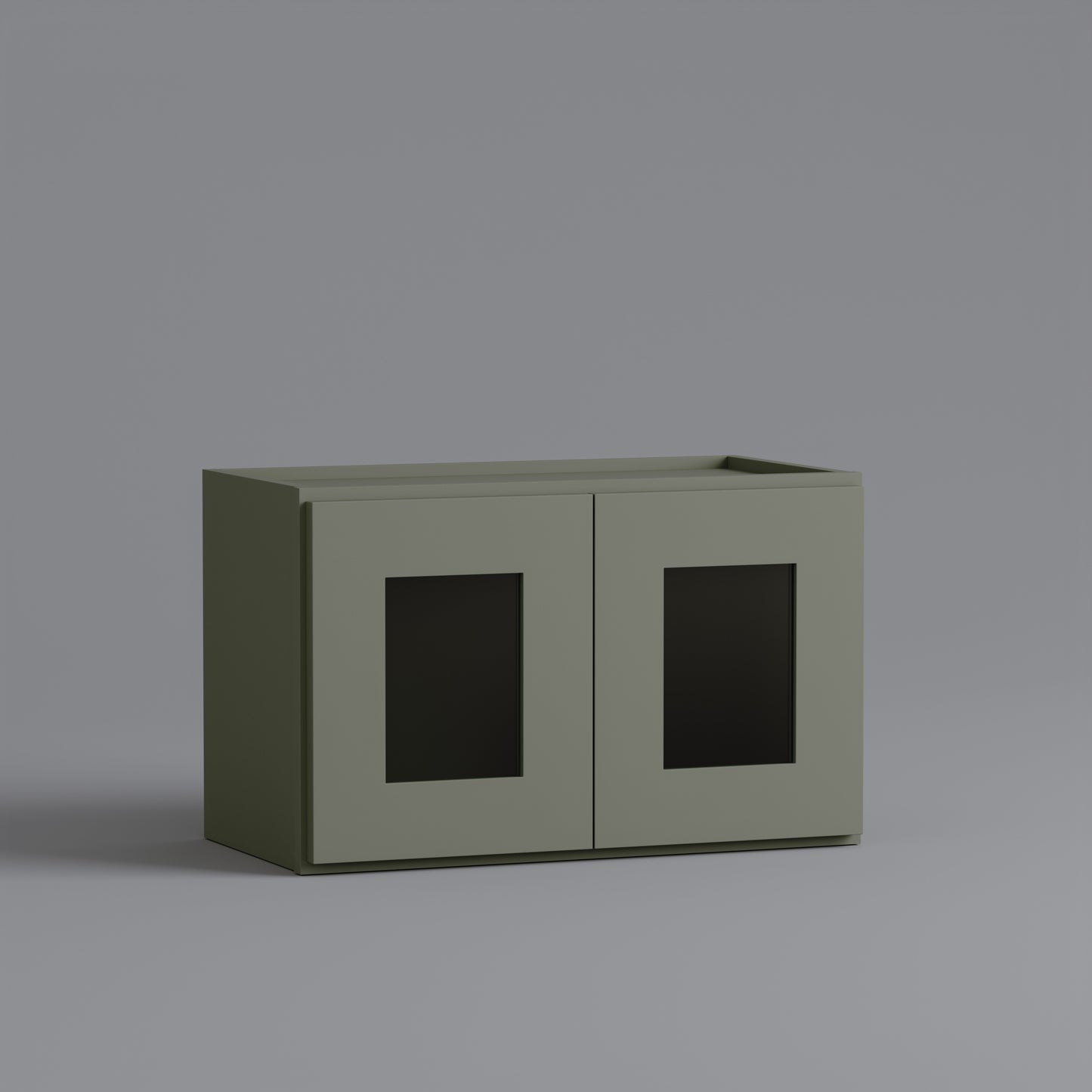 glass door shaker cabinet sage green 3015