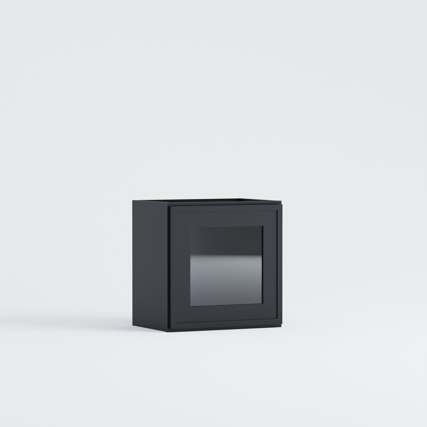 glass door slim frame shaker wall cabinet black
