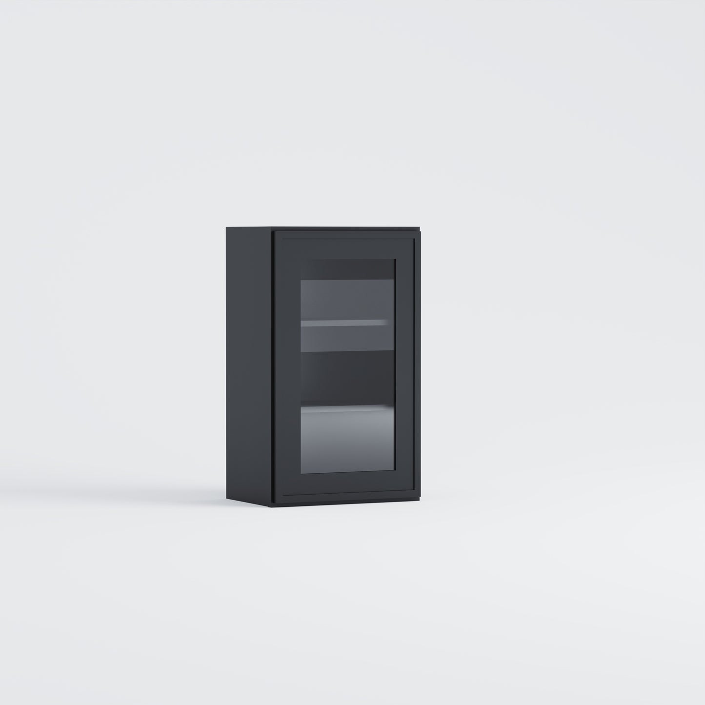 glass door slim frame shaker wall cabinet black