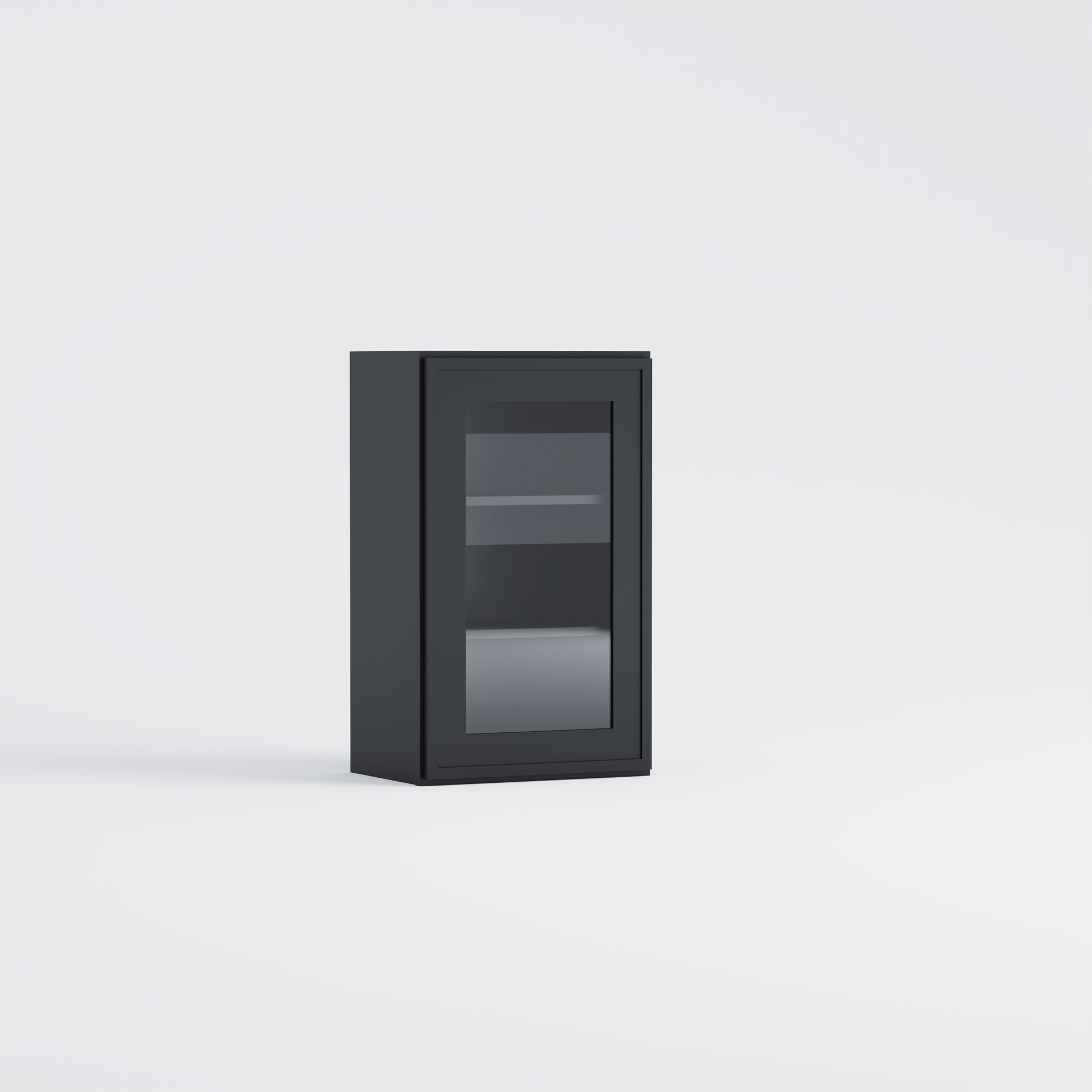 glass door slim frame shaker wall cabinet black