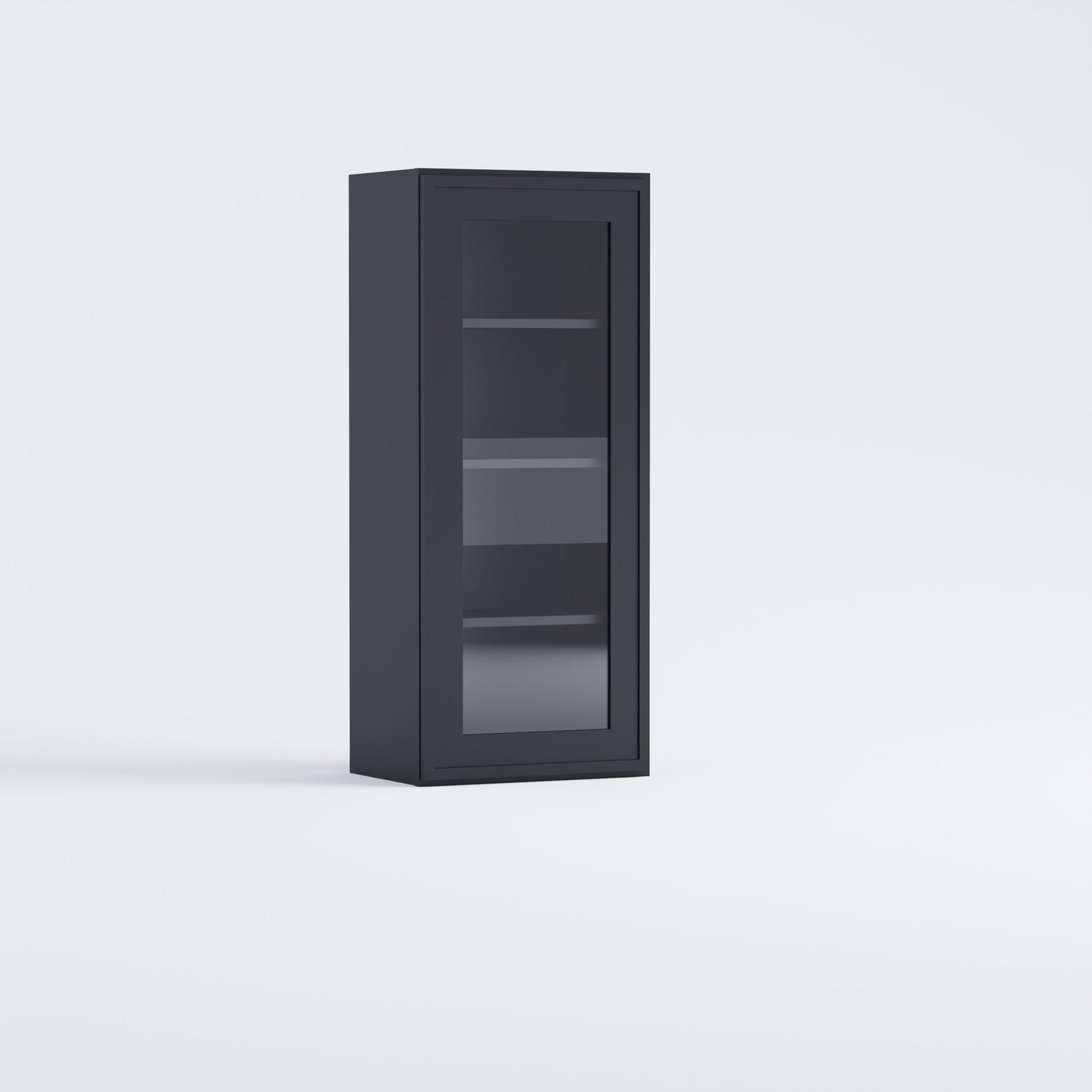 glass door slim frame shaker wall cabinet black