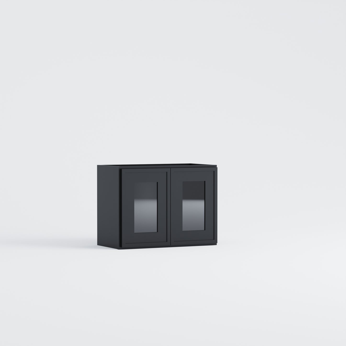 glass door slim frame shaker wall cabinet black