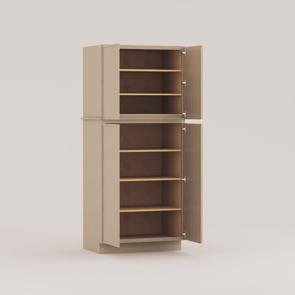 rift cut white oak pantry utility tall cabinet slim frame shaker