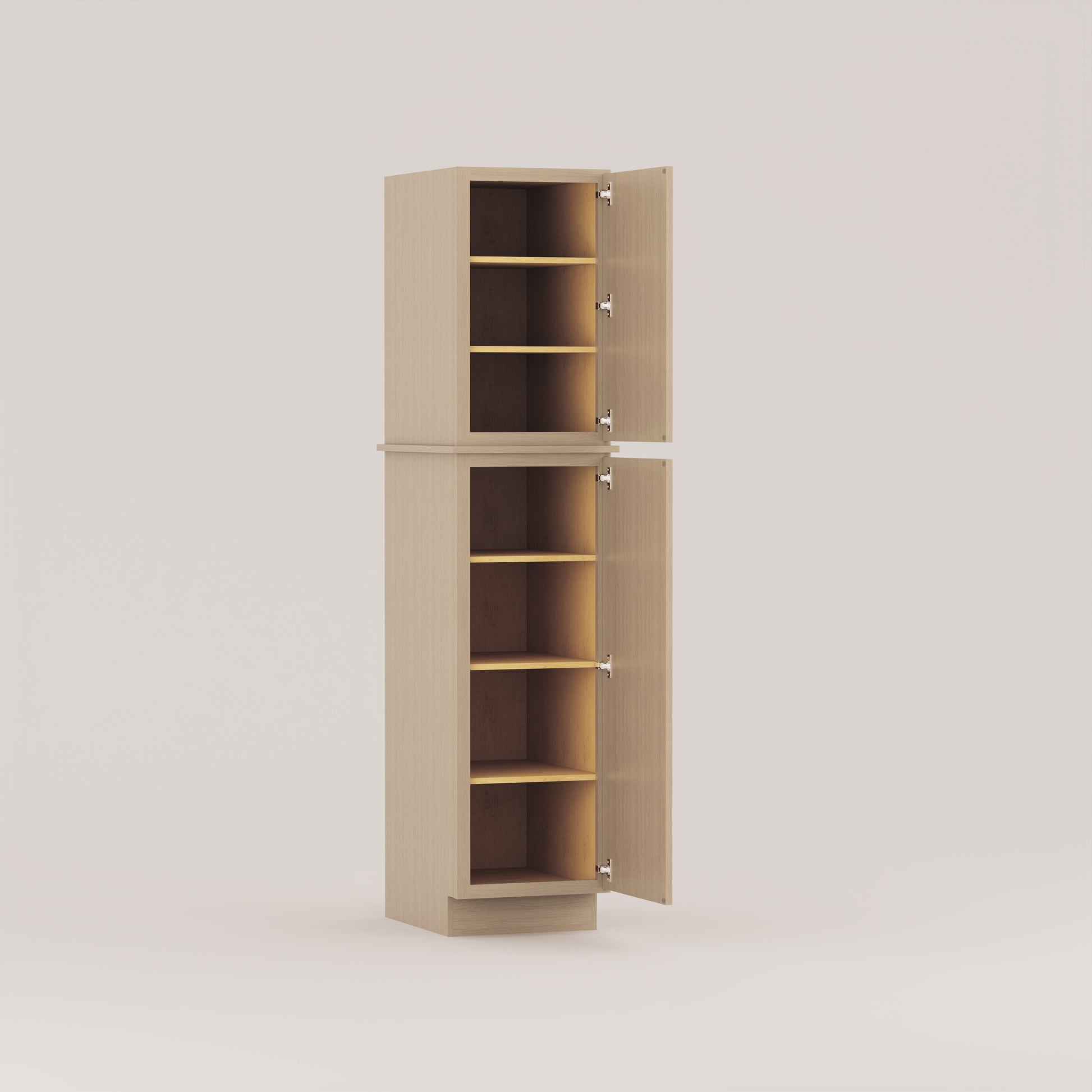 rift cut white oak pantry utility tall cabinet slim frame shaker