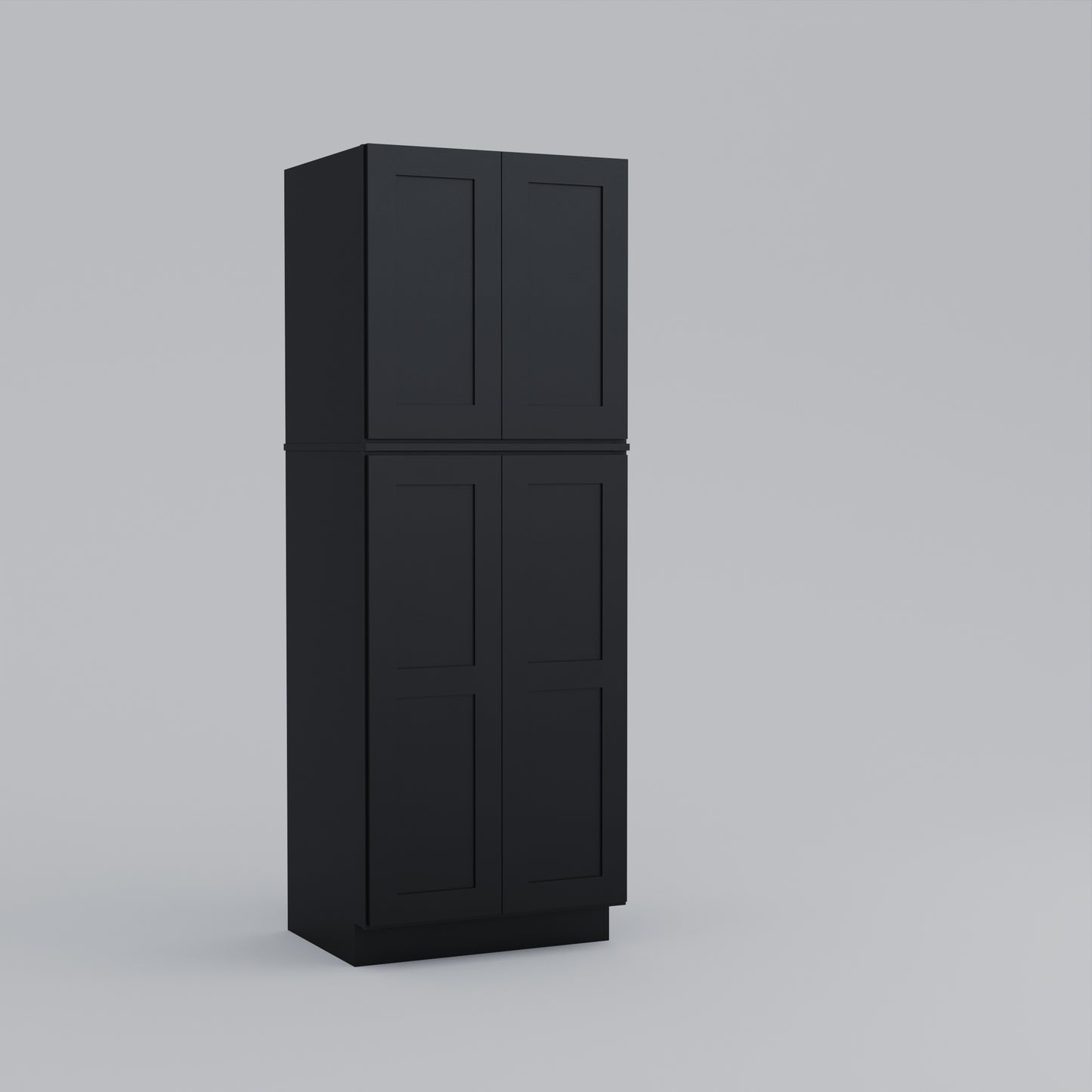two piece utility pantry tall shaker cabinet black 30