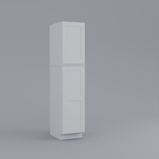 two piece utility pantry tall shaker cabinet white