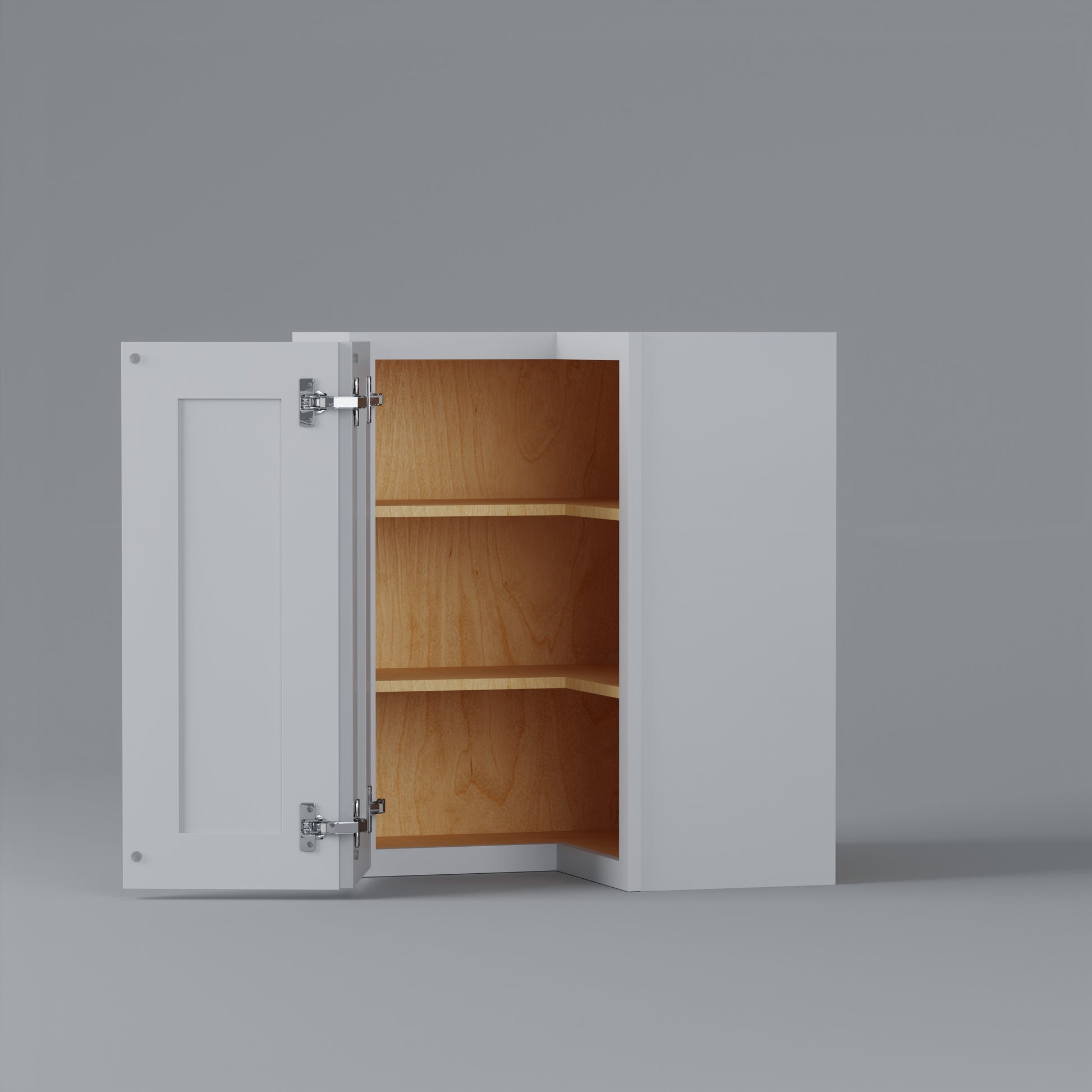 Shaker Easy Reach Corner Wall Cabinet white 30 open
