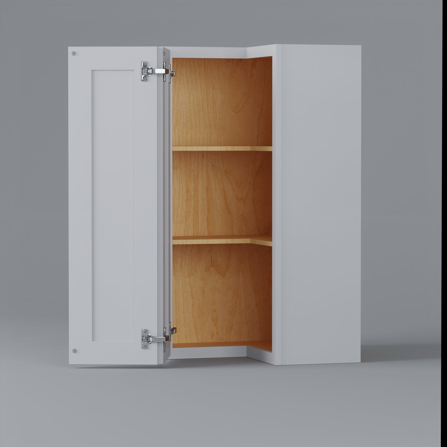Shaker Easy Reach Corner Wall Cabinet white 42 open