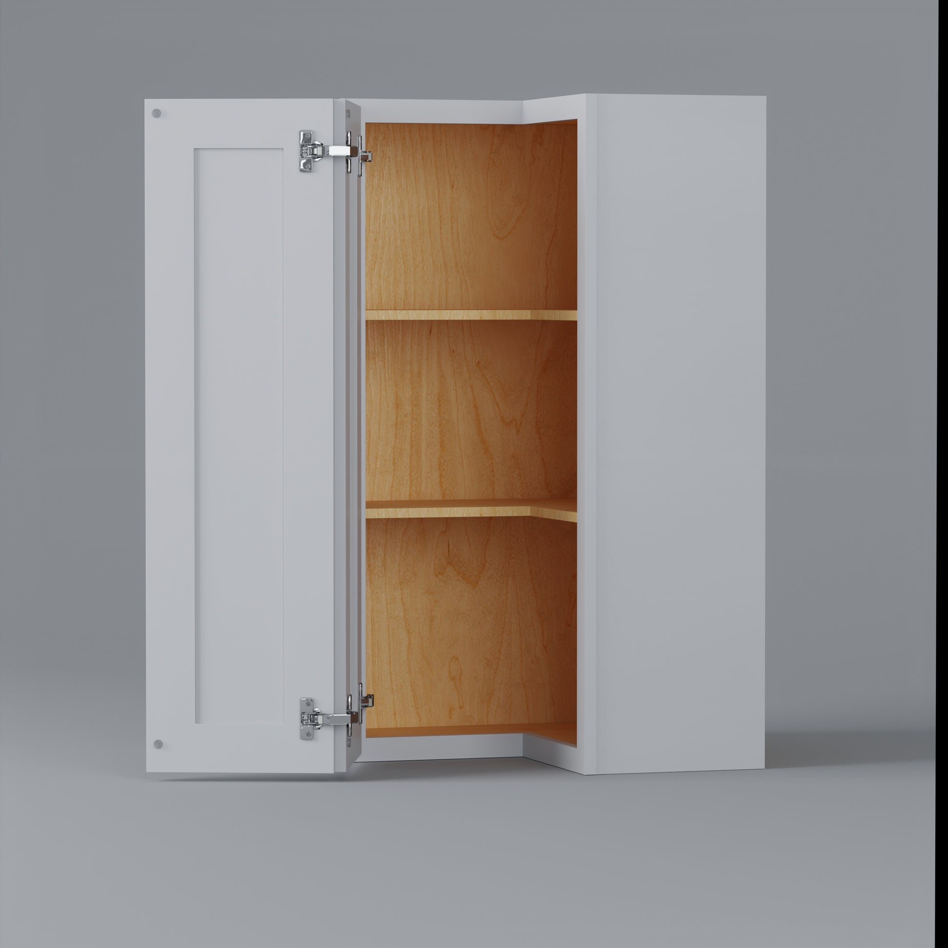 Shaker Easy Reach Corner Wall Cabinet white 42 open