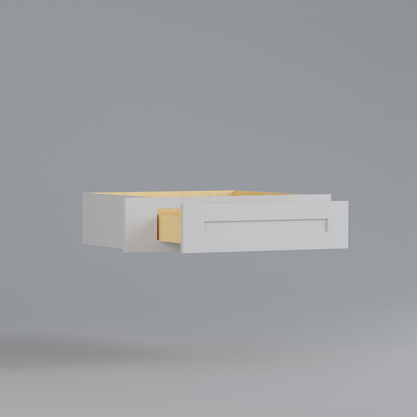 Shaker Vanity Knee Drawer cabinet white open