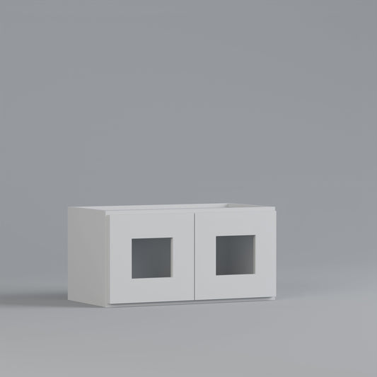 Shaker White 2412 glass door wall cabinet
