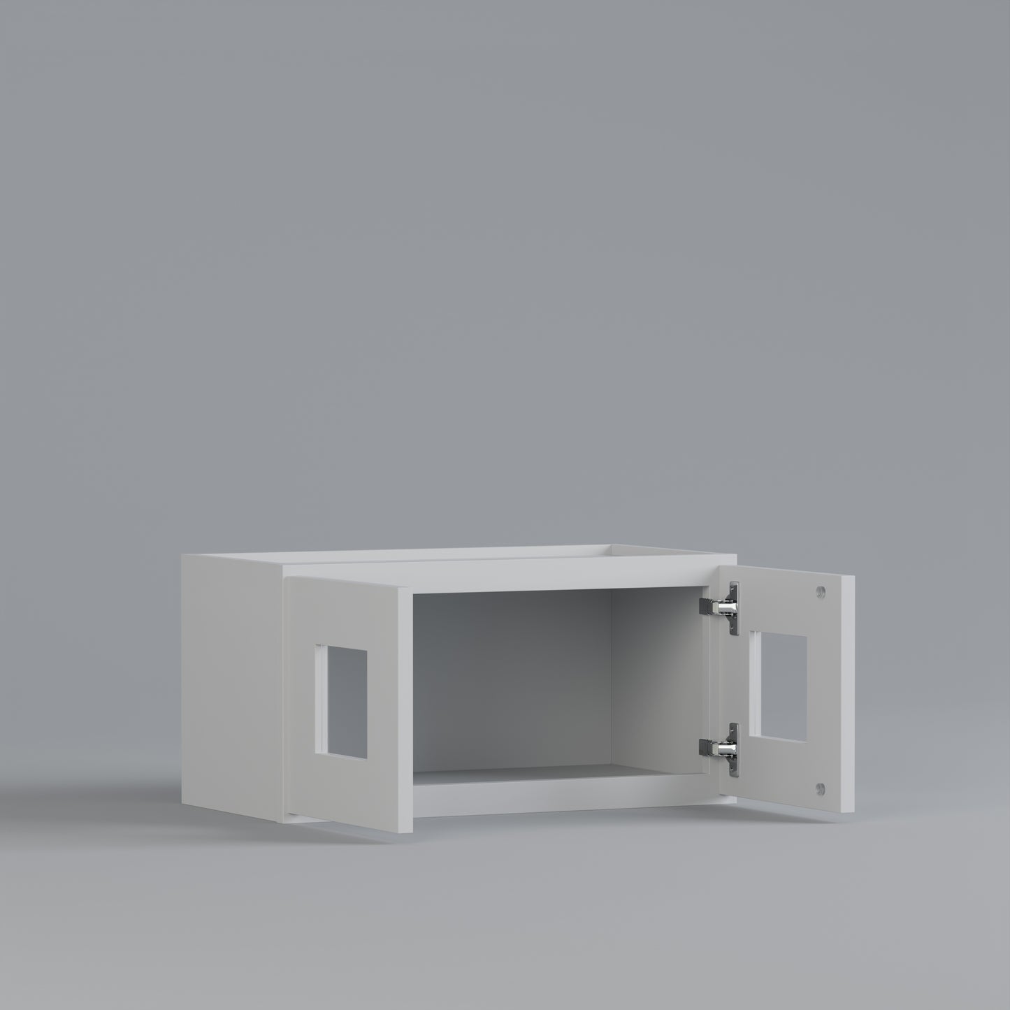Shaker White 2412 glass door wall cabinet open