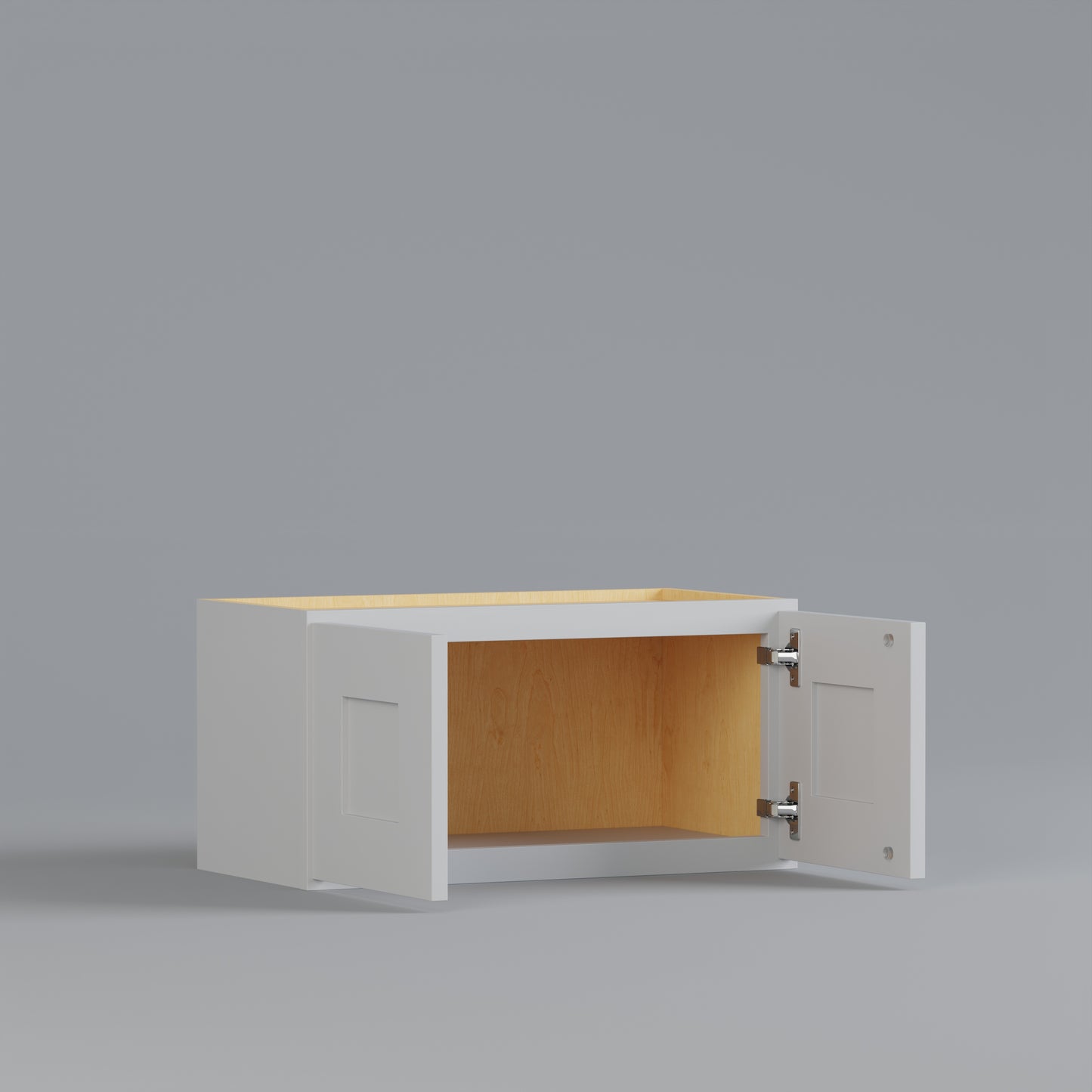 Shaker White wall cabinet open 3012
