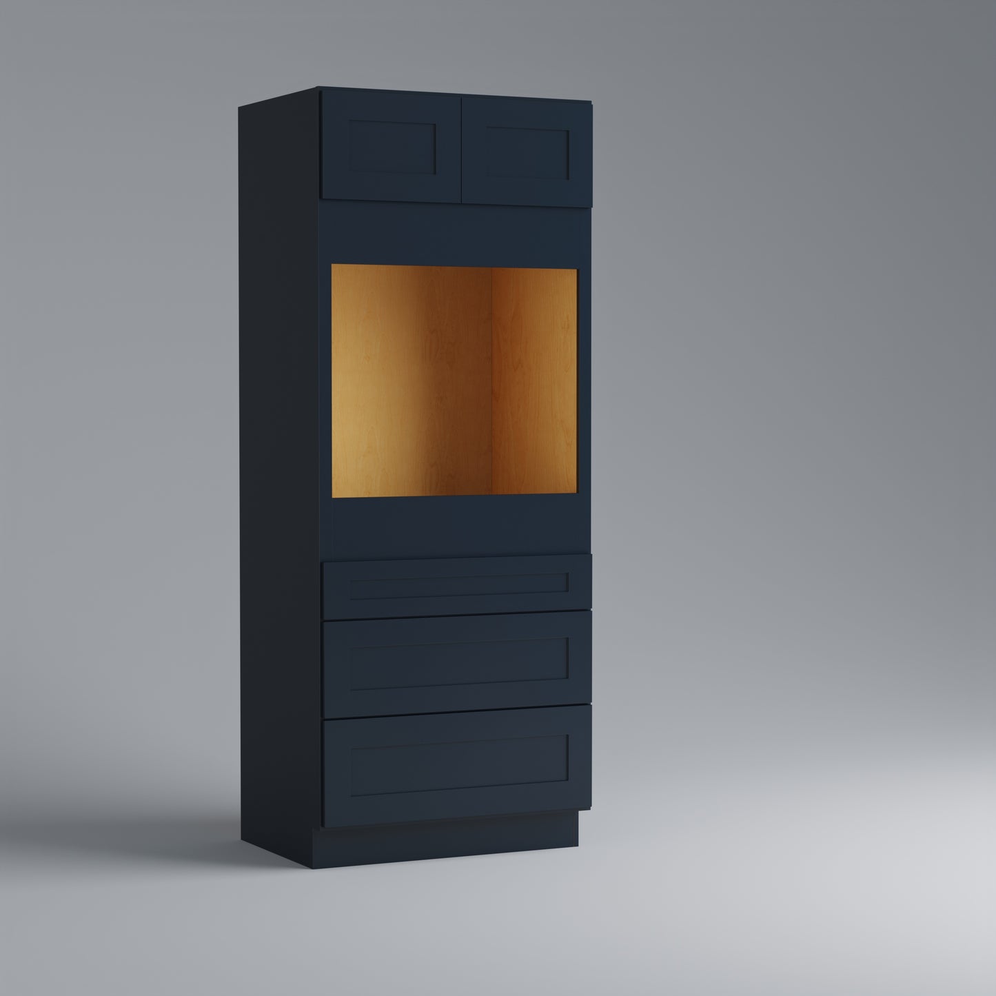 oven utility pantry tall shaker cabinet blue