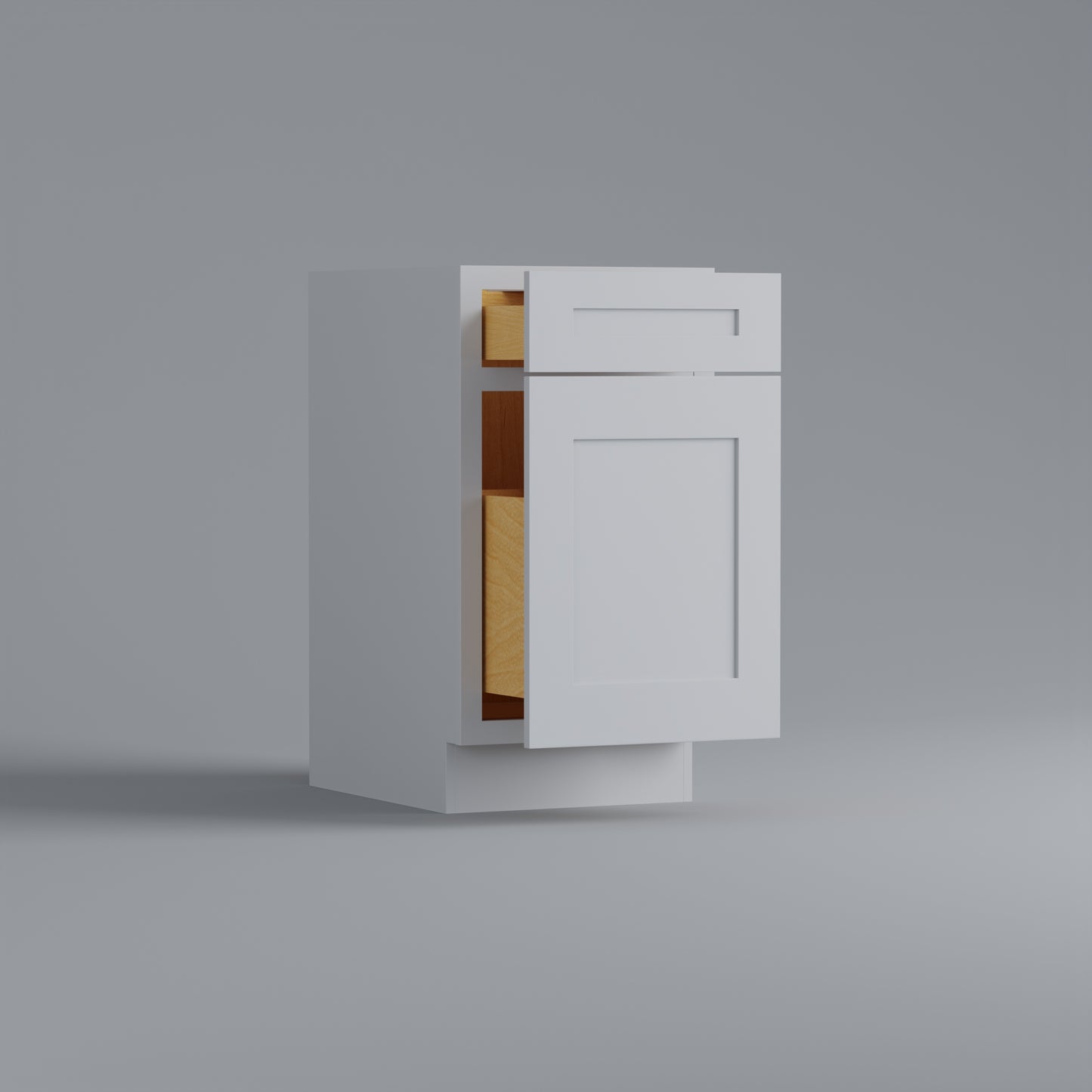 waste basket trash can drawer shaker cabinet white open