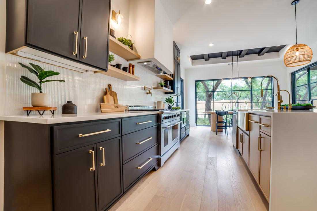 Black Slim Shaker Kitchen With Rift White Oak Island