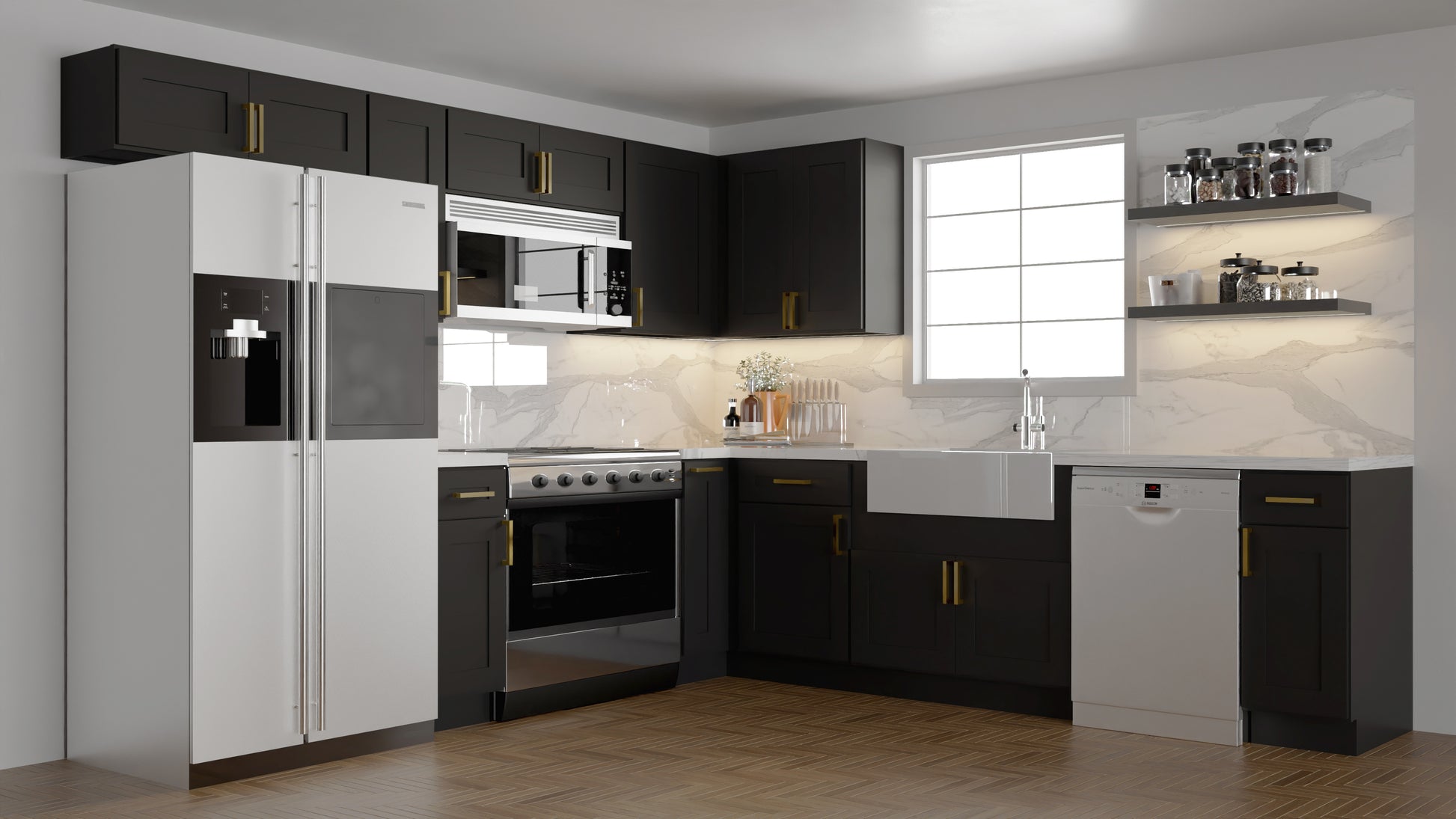 10 foot feet by 10 foot feet sample kitchen black shaker