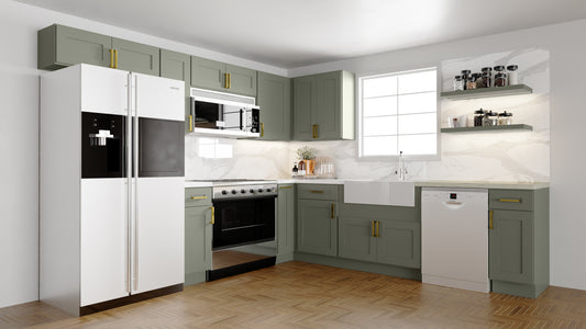 10 foot feet by 10 foot feet sample kitchen green shaker