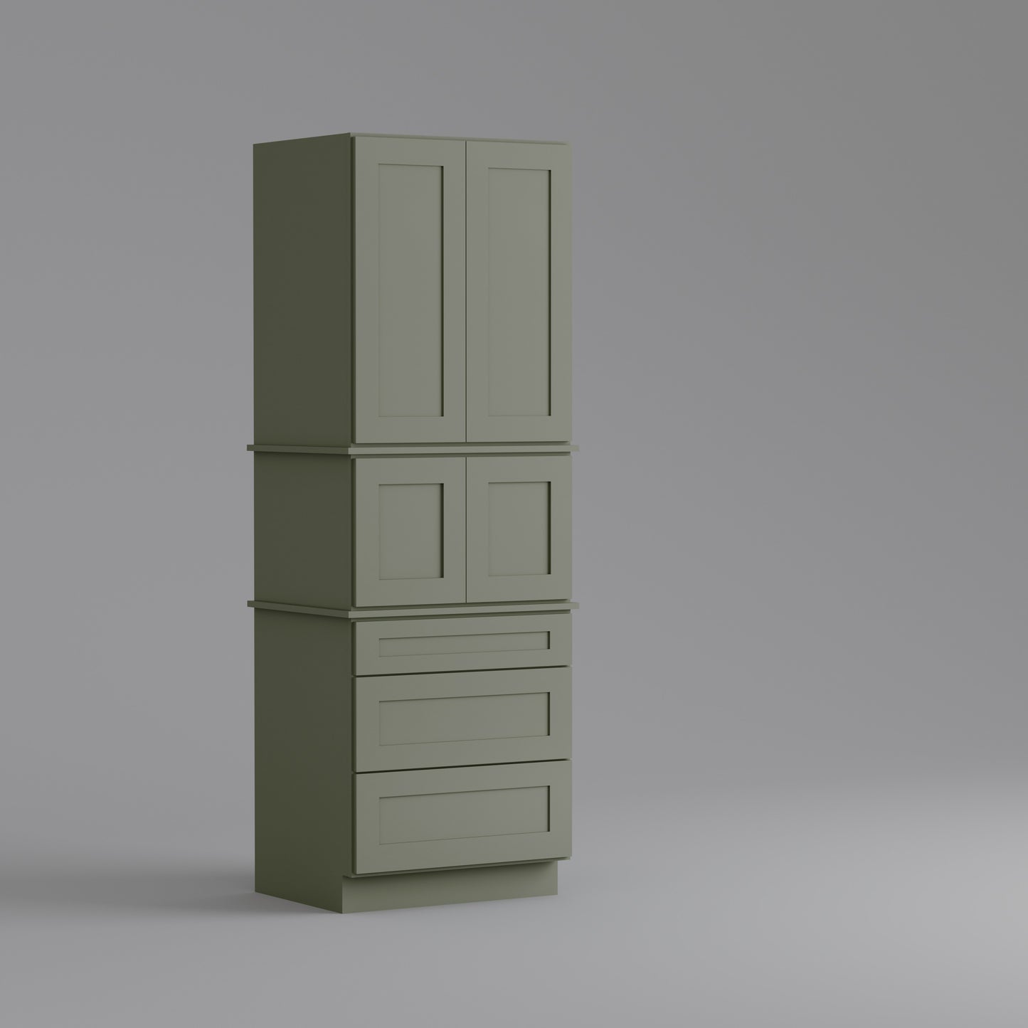 Shaker Modular Tall Pantry Utility Cabinet 24" D Three Drawer