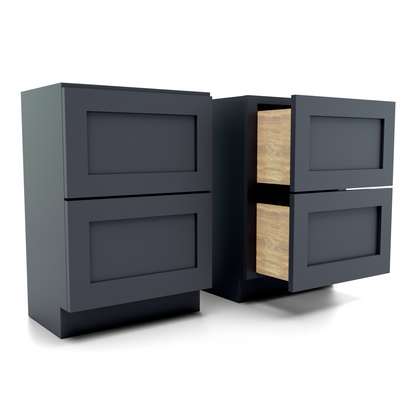 30" wide two drawer base cabinet midnight black