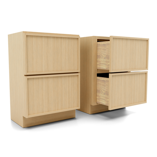 30" wide two drawer base cabinet rift cut white oak