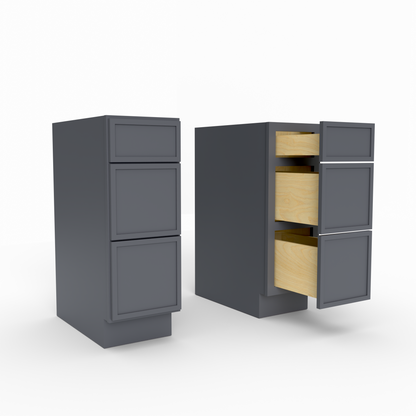 Slim Frame Shaker Vanity Three Drawer Base Cabinet  34.5" H x 21" D