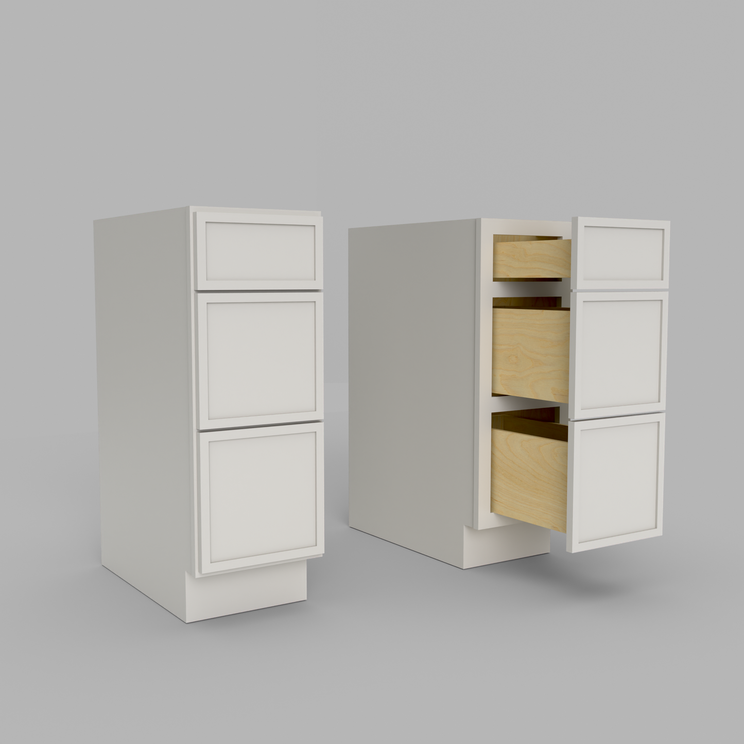 Slim Frame Shaker Three Drawer Base Cabinet 34.5" H x 24" D