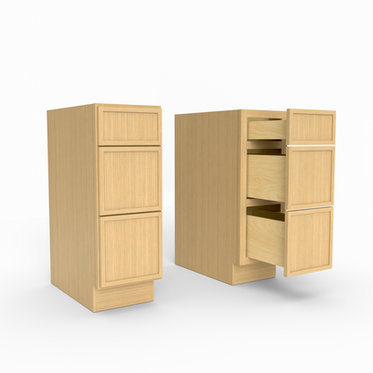 Slim Frame Shaker Three Drawer Base Cabinet 34.5" H x 24" D