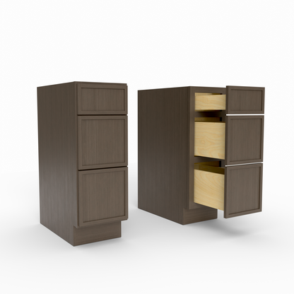 Slim Frame Shaker Three Drawer Base Cabinet 34.5" H x 24" D