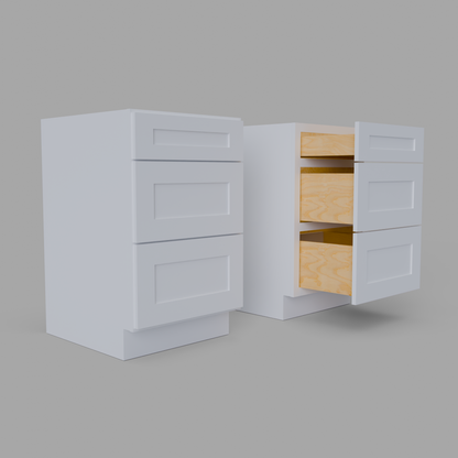 3DB21 3 drawer shaker base cabinet white 142ec610-eb47-48a8-8fe5-17d860c3a056
