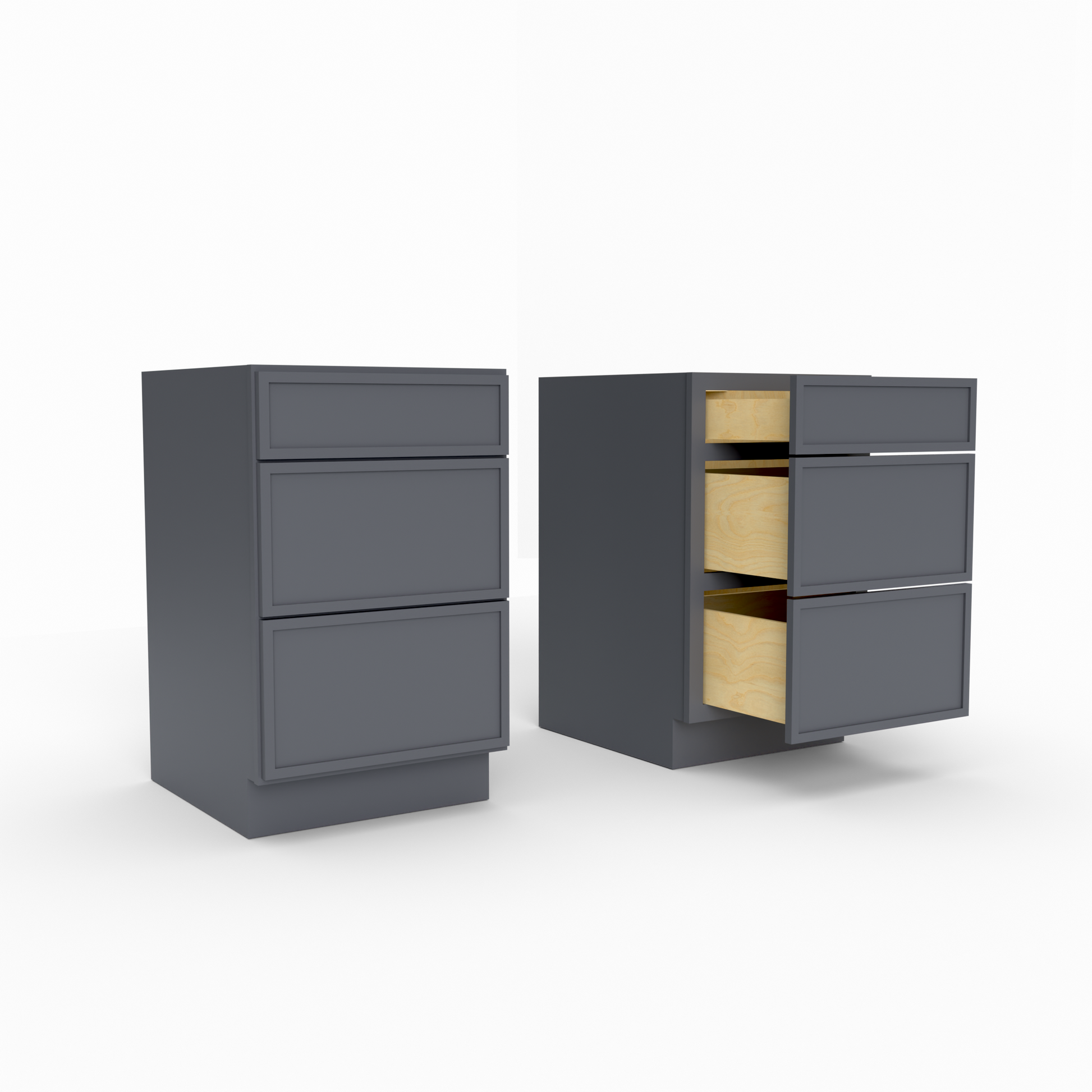 3DB21_Three_Drawer_Slim_frame_shaker_base_cabinet_midnight_black_