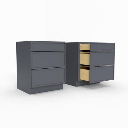 Slim Frame Shaker Three Drawer Base Cabinet 34.5" H x 24" D
