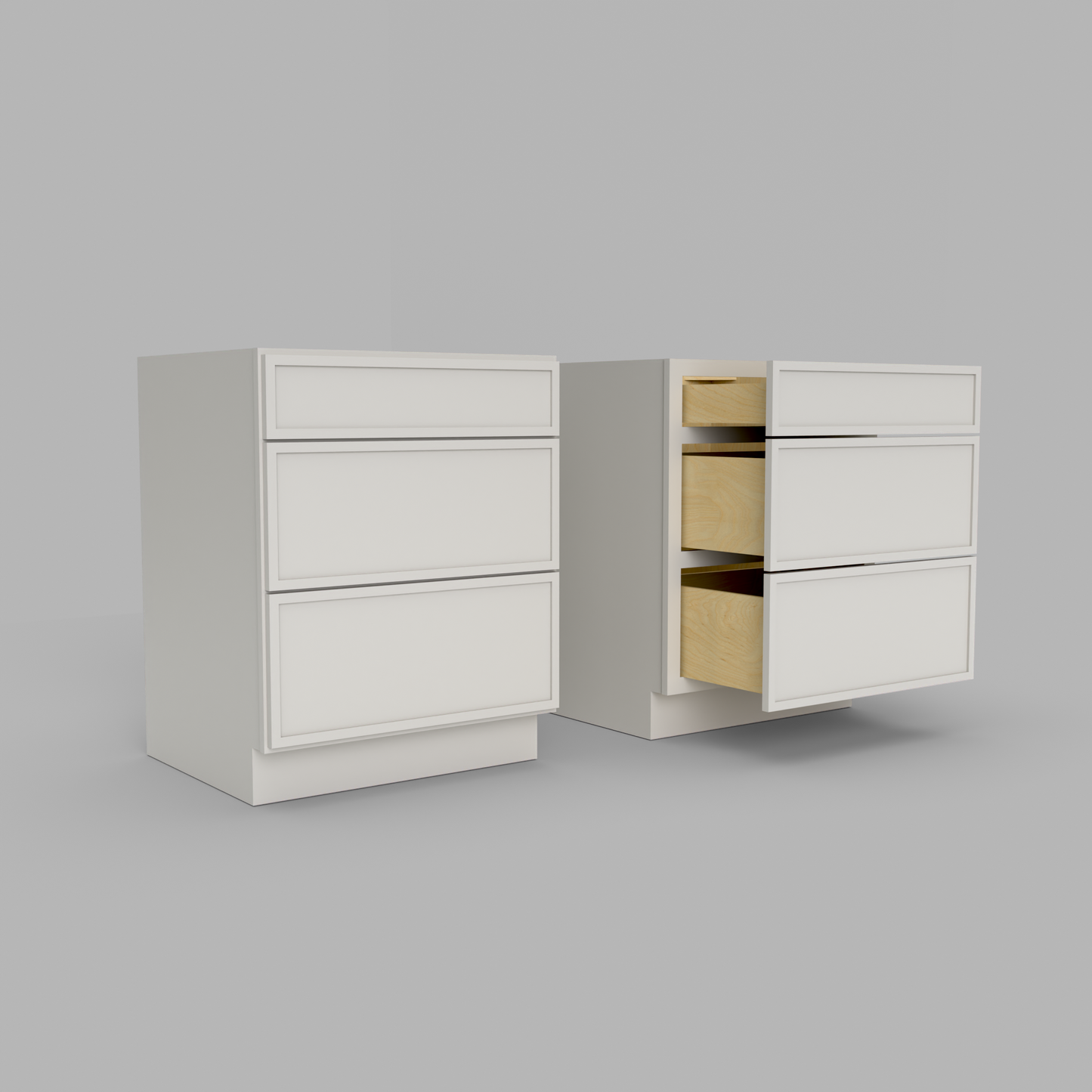 Slim Frame Shaker Three Drawer Base Cabinet 34.5" H x 24" D