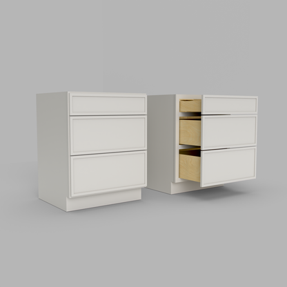 Slim Frame Shaker Three Drawer Base Cabinet 34.5" H x 24" D