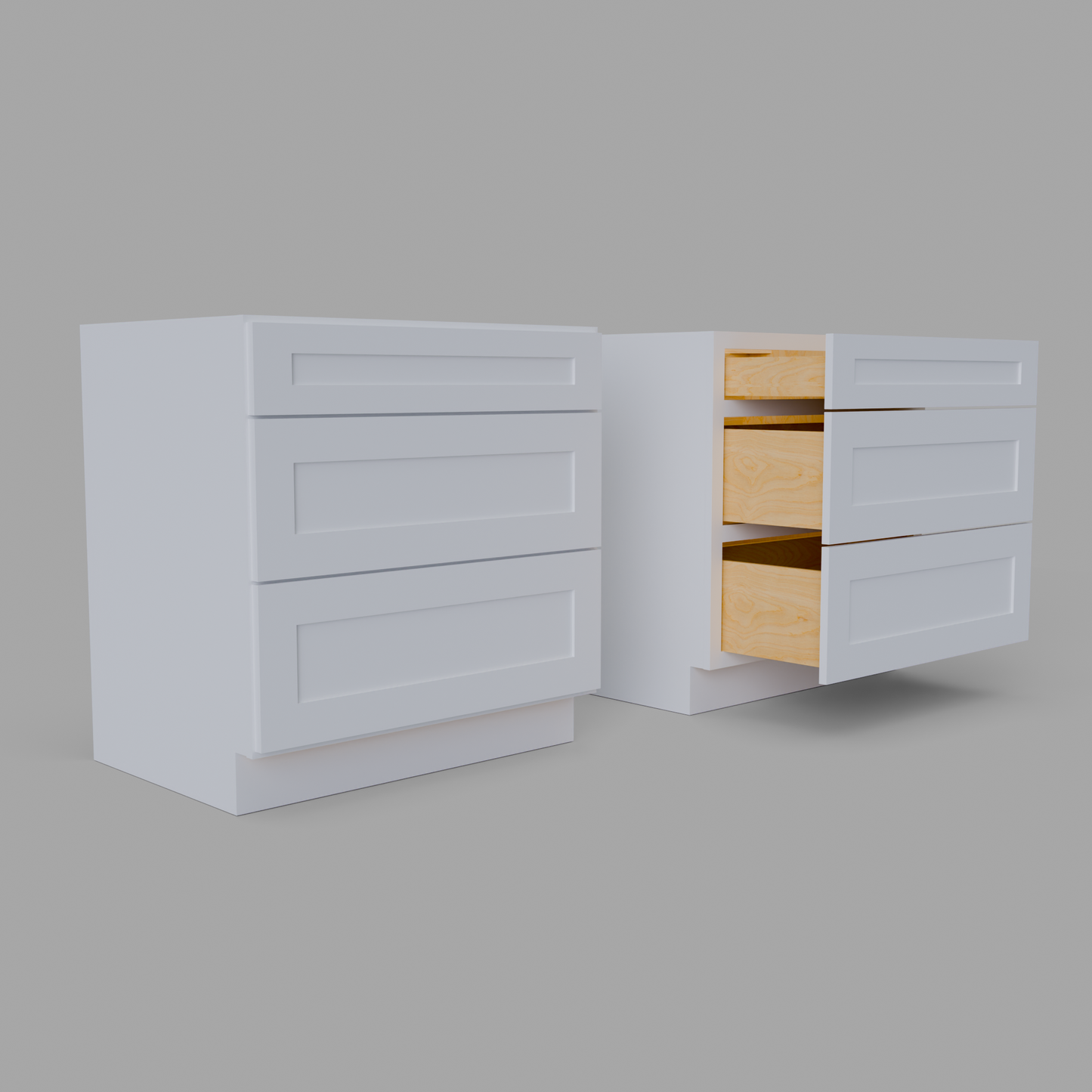 3DB33 3 drawer shaker base cabinet white