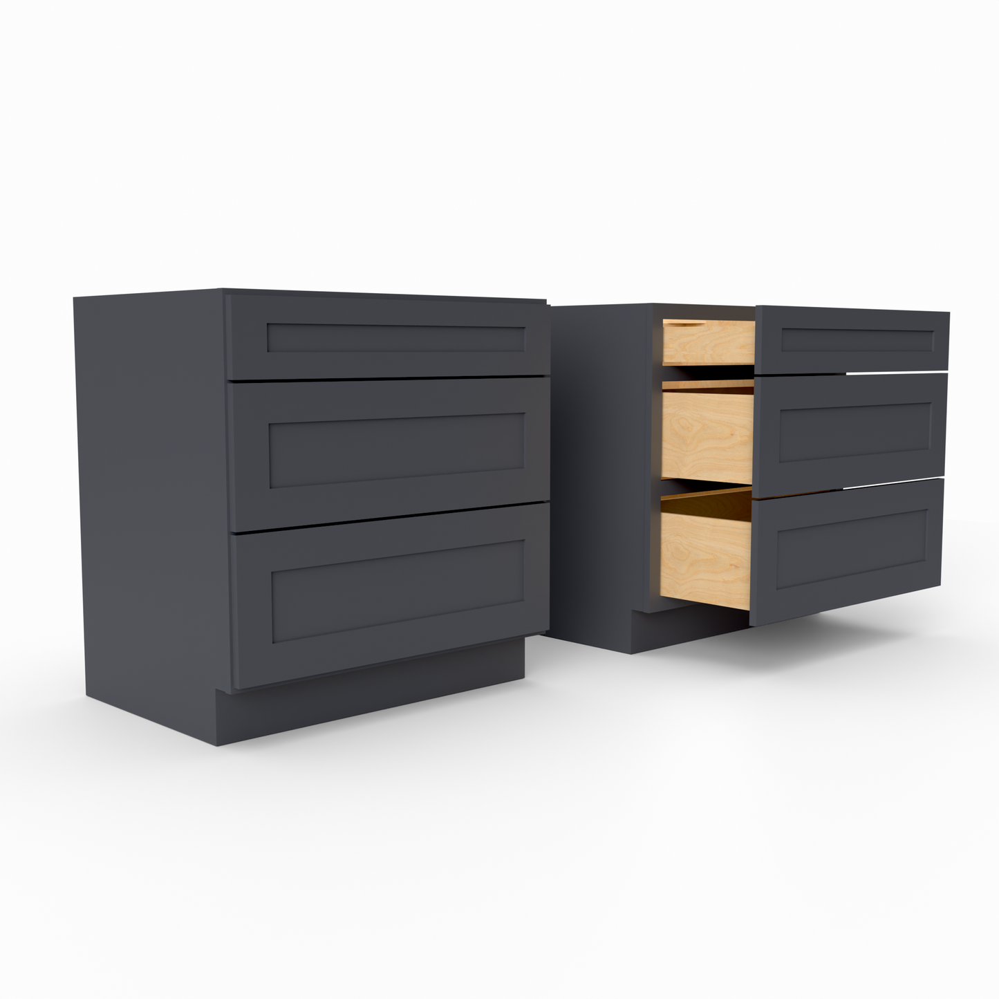 3DB33 three drawer Shaker Base Cabinet Midnight Black